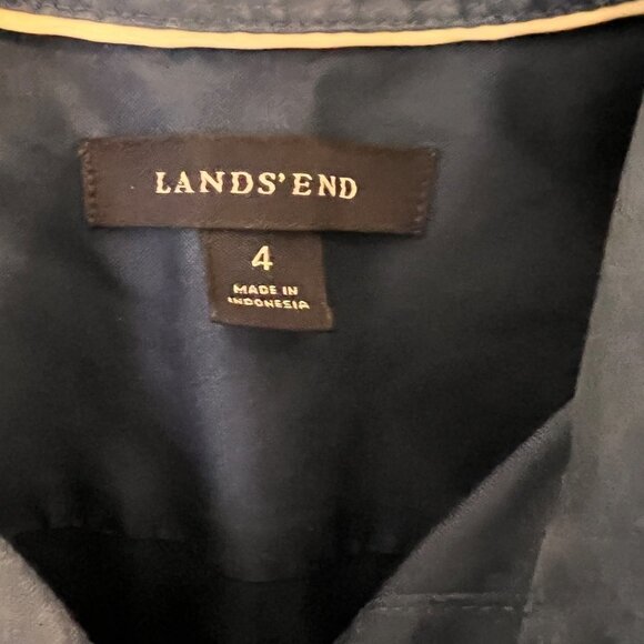 Lands End Girls Long Sleeve Button Down Navy Blouse Sz 4 Sku 1085 - Picture 9 of 9